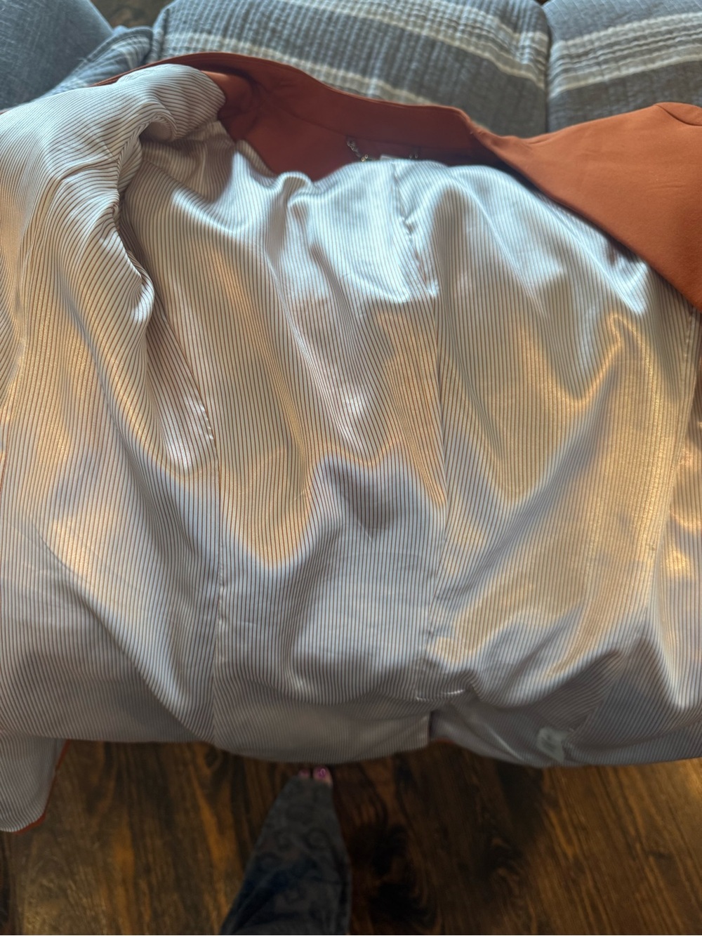 Calvin Klein Rust Open-Front Long Blazer - Picture 5 of 7